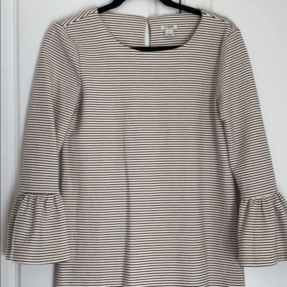 J Crew striped dress with bell sleeve